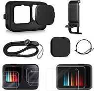 Silicone Sleeve Case for Gopro Hero 10 /Hero 9 Black Accessories Kit Bundle with Replacement Battery Side Door, 2 Sets Tempered Glass Screen Protector Film, Lens Cap, Lanyard for Go Pro Hero10 Hero9