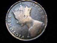 英屬香港大銅仙-1877年英屬香港(British Hong Kong)一仙(Cent)銅幣(英女皇維多利亞哥德式肖像)