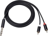 1/4 inch TRS to Dual RCA Audio Cable, Gold Plated Copper Shell Heavy Duty 6.35mm 1/4 inch Male TRS t