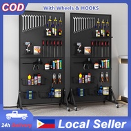 Standing Mobile Pegboard Storage Organizer with Wheels 50x120cm Free Standing Hanging Rack Shelf