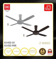 KDK K14XZ 56" 4 Blade Remote Control Ceiling Fan / Kipas Siling (Grey / Brown)