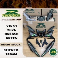 COVERSET Y15 V1/V2 DNLGM1 GREEN YAMAHA Y15 RAPIDO COVERSET STICKER TANAM MOTOR COVERSET