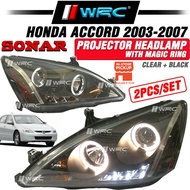 Sonar Honda Accord 2003 - 2007 Projector Headlamp With Magic Ring ( Clear + Black )