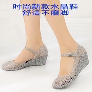 [SMei] Hollow Shoes Hollow Shoes Wedge Shoes Jelly Shoes Crystal Sandals Shoes Breathable Wedge Sandals