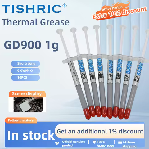 TISHRIC 10PCS Short/Long 1g Thermal Grease GD900 CPU Heatsink Processor Thermal Paste For PC Water C