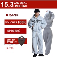 SE01 - "MAZIC" SIGNATURE EDDITION Flannel HOODIE SET BOXY GRAY Cotton felt, YKK 2-way zipper