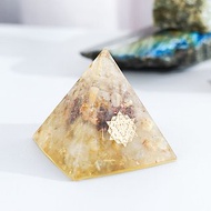 【金髮晶】奧根水晶能量金字塔Orgonite 5x5 cm