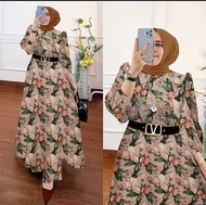 Spesial Maxi Dress Muslim Gamis Wanita Muslimah Motif Bunga Outfit