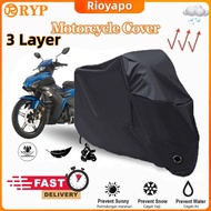 Motorcycle Cover Universal 3 Layer UV Rain Dust Resistant Waterproof Sarung Selimut Motor Cover Penu