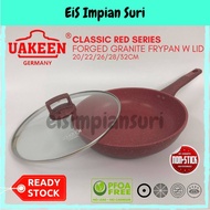 (Sales) EIS Uakeen RED 20/22/26/28/32cm Forged Granite Non Stick Frying Pan Cookware Fry Pan Kuali M