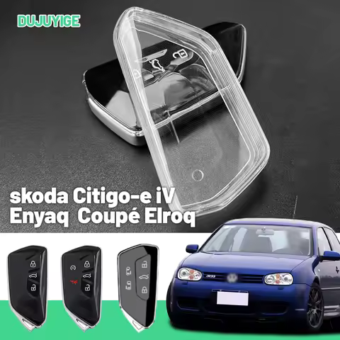 Clear TPU Car Key Case For skoda Citigo-e iV Enyaq Enyaq Coupé Elroq Key Fob Cover Protector Shell A