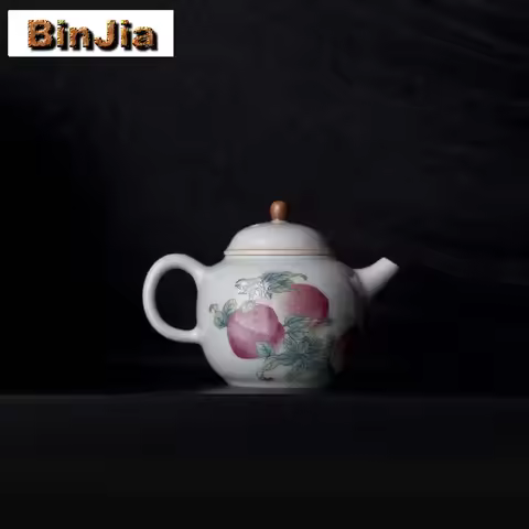 Boutique Longevity Peach Tea Set Complete Porcelain Bowls Ceremony Teapot And Cup Tableware Craft