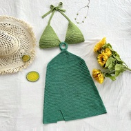 WYWH ผู้หญิงโครเชต์ กลวงออก สีบล็อกมินิเดรสคอกลม,Backless,Slit,คอ Tie สำหรับวันหยุด