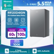 Hisense Kulkas 1 Pintu - RR120D4IGN - 91L Single Door - (Refrigerator) Lemari Es - Silver 【Net Capacity 91L】【Separate Chiller】【Semi-auto Defrost】【Maximization use of Space】