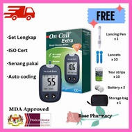 On Call Extra Glucometer FREE 10 strips Alat Cek Gula Full Set
