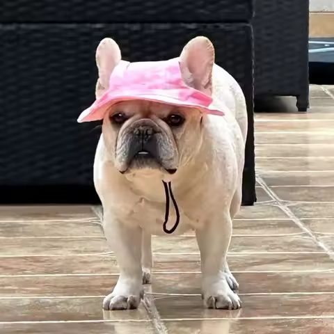 Cute French Bulldog Pet Hats with Ear Holes, Adjustable Puppy Dog Cap Hat for Small Medium Dogs Pug 