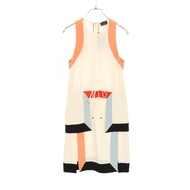 [Pre-owned, Grade A] FENDI Color Peplum Dress, Beige/Black, Rayon/Silk, Women's Dress