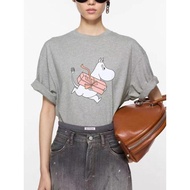Acne Studios New Style Men Women Same Style Joint Cartoon Pattern Pure Cotton Simple Loose Round Nec