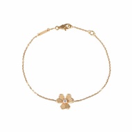 Van Cleef & Arpels 18K黃金鑽石黃金Frivole花朵手鏈迷你單鑽18K/手鍊／手環