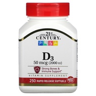 21st Century, Vitamin D3, 50 mcg (2,000 IU), 250 Softgels