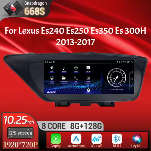 10.25"Android 14 Car Radio For Lexus Es240 Es250 Es350 Es 300H 2013-2017 Multimedia BT Carplay Snapd