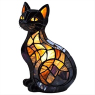 New Stained Glass Cat Lamp Cats Stained Resin 3D Cute Tabletop Retro High Quality Pet Led Table Ligh