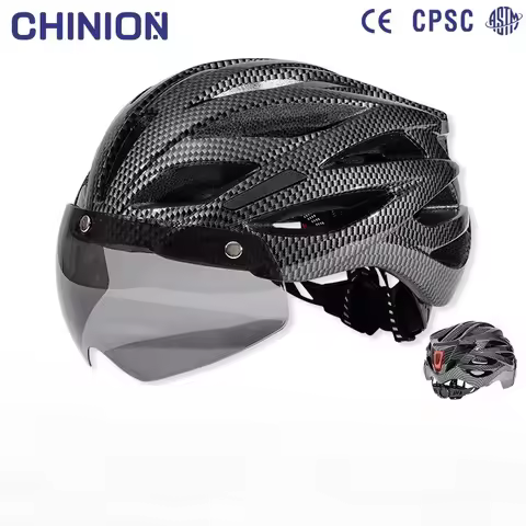Bicycle Helmet CE/CPSC/ASTM Certified Magnetic Suction Goggles Helmet with Light General Road Cyclin