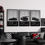 Porsche 911 GT3 RS Frameblock Poster Aesthetic Room Decoration Wall Decor Racing Car Motorsport JDM