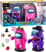 P.M.I. Among Us Crewmate Figures with Stampers (2) - 6.7-inch Red & Yellow Toy Figures, 10 Hidden Ac