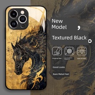 新年手机壳 Sarung telefon kuda emas hitam untuk Huawei pura80 tahun kuda mate70pro gaya Cina p50 rasa maj