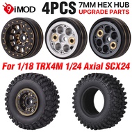 9imod Metal Beadlock Hub Wheel Rubber Tires Wheel Rim Durable and Strong for 1/18 TRX4M 1/24 SCX24