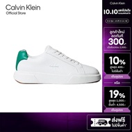 CALVIN KLEIN รองเท้าผ้าใบผู้ชาย Leather Durable Traction Trainers Sneakers รุ่น YM01344 0K9 - สีขาว