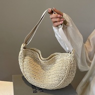 Curved Shoulder Bag Woven Half Moon Bag Curved Half Moon Bag Shoulder Bag Straw Bag