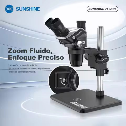 SUNSHINE 71Ultra Trinocular Microscope tools kit Continuous Smooth Zoom 0.65-5.5X Big Vision For Pho