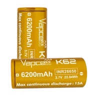 Original Vapcell Battery INR 26650 6200mAh (15A/25A) 3.7V Rechargeable Batteries Nitecore Samsung So