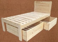 海馬牌實木單人床架連櫃桶新淨