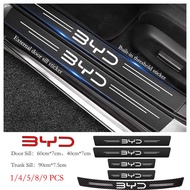 New upgrade BYD Car Door Sill Sticker Anti-Scratch Carbon Fiber leather Sticker Trunk Protector Stickers For BYD Atto 3 E6 Accessories