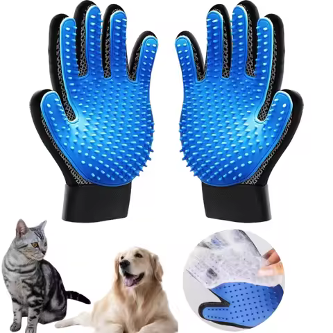 Pet Grooming Kit for Dog Cat Rabbit Fur 2 Sided Grooming Brush Bath Cleaning Glove De-Shedding De-Ma