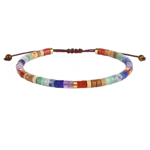 For Women With 7 Chakra Colors Red Orange Yellow Green Indigo Violet 7 Chakra Bracelet Natural Stone