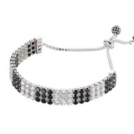 純銀八心八箭鋯石三併手鍊 - 黑白棋盤