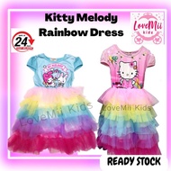 Hello Kitty Melody Dress Rainbow Girls colourful Children 3-7y Birthday Tutu/Baju Pelangi Kanak Pere