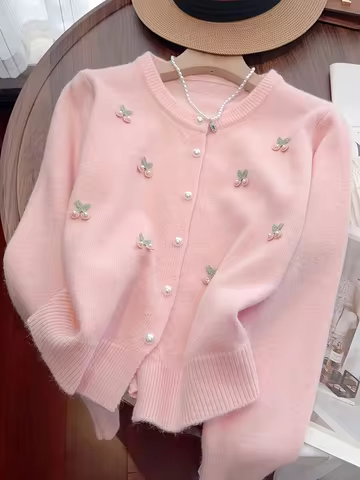 Women's Solid-Color Knit Cardigan Sweater for Spring and Fall