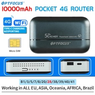 OPTFOCUS 4G lte Portable Modem Wireless Router Powerbank USB TYPEC 4G SIM Card 10000Mah MIFI Modem 4