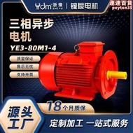 【五星好評】0.55kw三相異步電動機ye3-80m1-4電動機純銅380v交流馬達電機