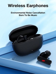 【enc】真無線耳塞,入耳式耳機bt 5.3立體聲耳機,ipx4防水,沉浸式聲音優質深沉低音耳機,黑色