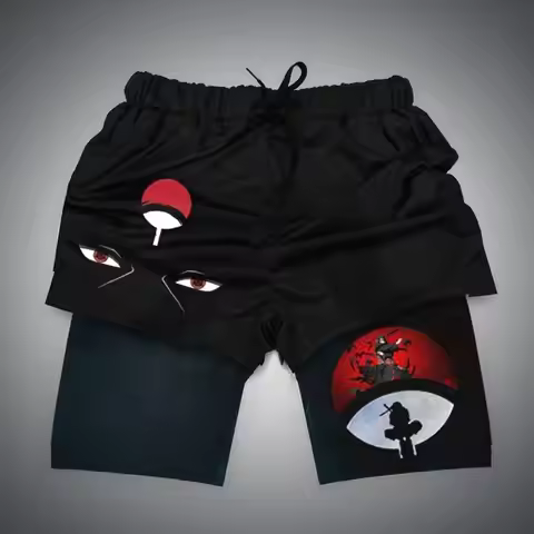 3D Printed Naruto Anime Shorts Men's Double-layer 2-in-1 Sports Shorts Fitness Basketball Shorts