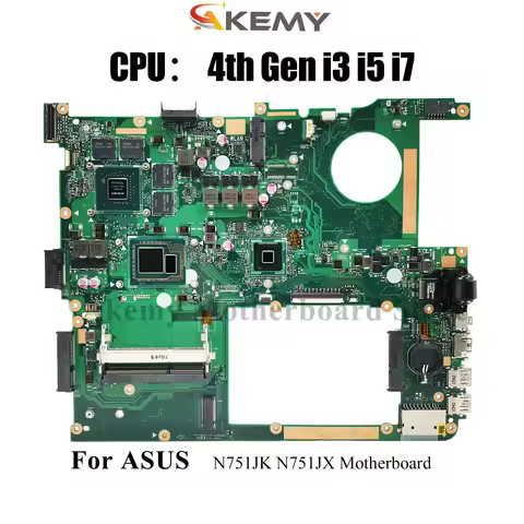 N751JK Laptop Motherboard For ASUS Vivobook N751J N751JK N751JX Notebook Mainboard With i3 i5 i7 CPU