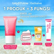 Glad2Glow Lychee Vitamin Water Sunscreen Cream 30g Bright Up Facial Moisturizer  Whitening UVA UVB P