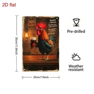 2D flat 1pc 12X8Inch/30X20Cm vintage metal Decorative sign | rooster bar advertisement wall decorati