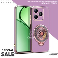 Realme C61 C63 Soft Case Stand Holder Ring Fun Silicone Luxury Plating